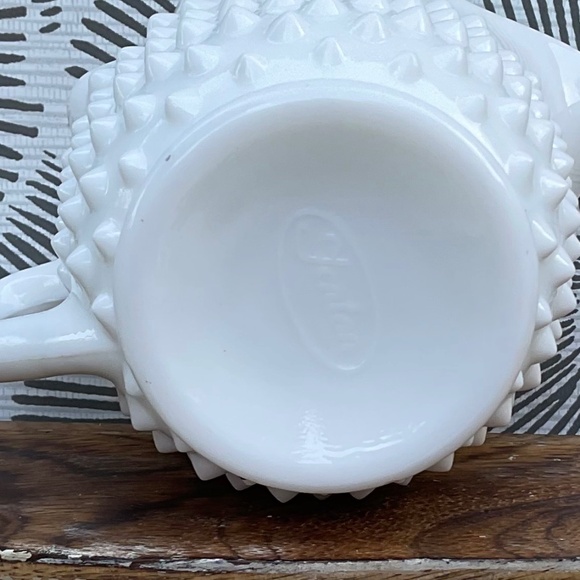 Lot of Two Vintage Milk Glass Pieces Vase & Creamer Pitcher Marked Fenton - Picture 8 of 12